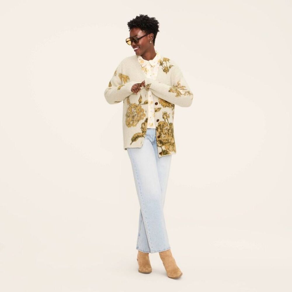 Woolrich - Women's Floral Relaxed Cardigan - Woolrich Cream X Off-White